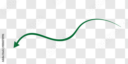 Green curved graph with arrow icon. Arrow illustration pointing up. Counterclockwise direction pointer. single arrow, sign right up isolated on white background. Vector illustration. flat style.