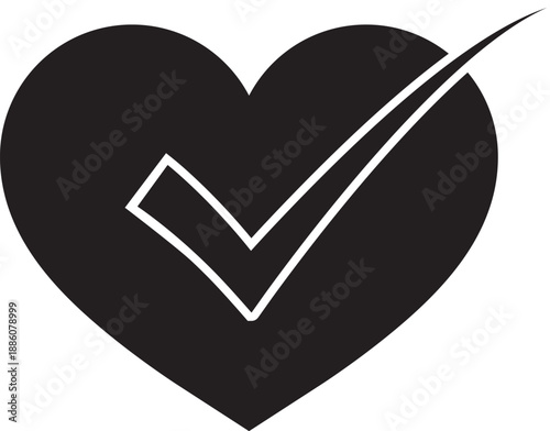 Heart and Check Mark Symbolizing Health and Approval