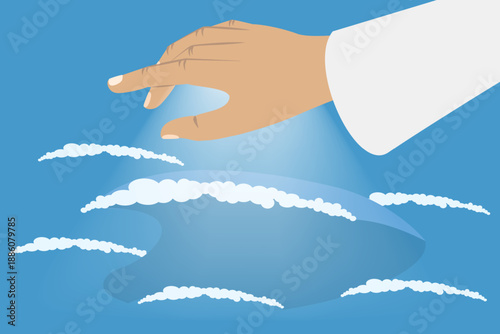 3D Isometric Flat Vector Illustration of Genesis, Creation Of The World, The Third Day, Featuring Dry Land, Seas, Plants, And Trees