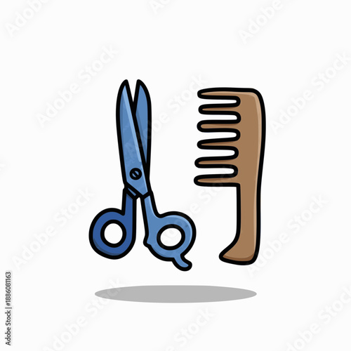 Scissors and comb for precise hair cutting and styling