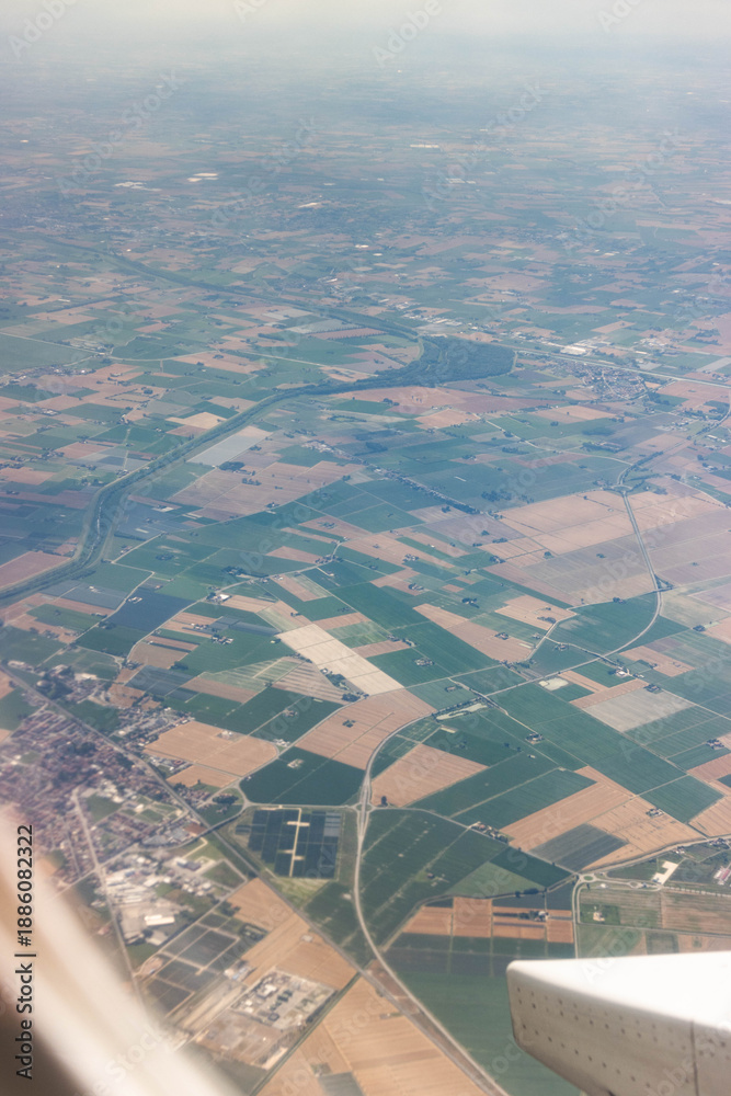 Fototapeta premium View from the plane of Panfilia woods and Reno River, Bologna, Italy