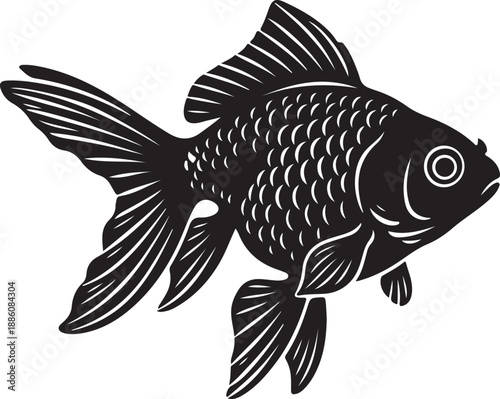 Goldfish Silhouette on White Background
