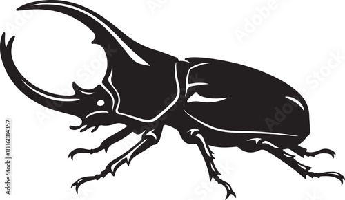 Hercules Beetle Silhouette on White Background