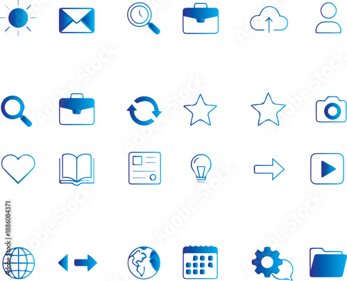 Set de iconos web minimalistas de estilo lineal para diseño de interfaz UI/UX