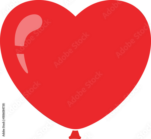 Red Heart Shaped Balloon Isolated.