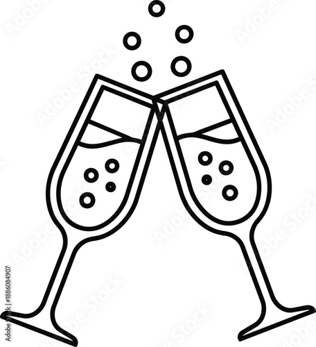 Champagne Flutes Clinking in Celebration.