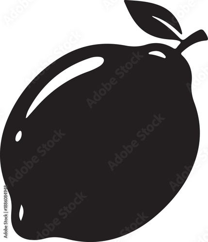 Lemon Silhouette on White Background