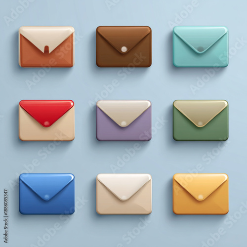 Colorful envelopes in various hues.