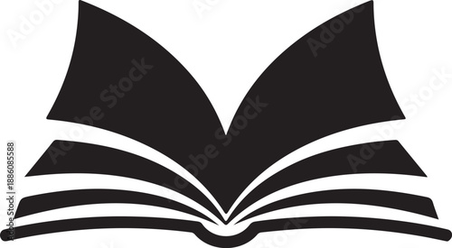 Open Book Silhouette on White Background