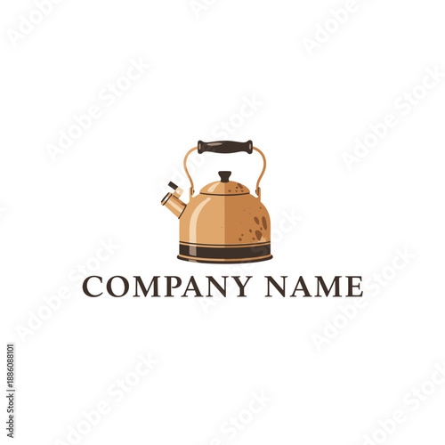 Elegant Copper Kettle with Dark Handle and Spout for Boiling Water.