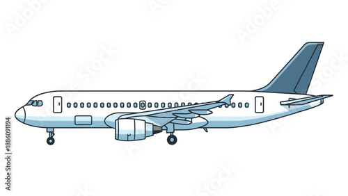 Commercial Airplane in Simple Illustration Style.