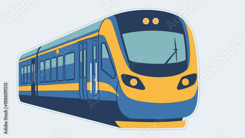 Modern Yellow and Blue Electric Train.