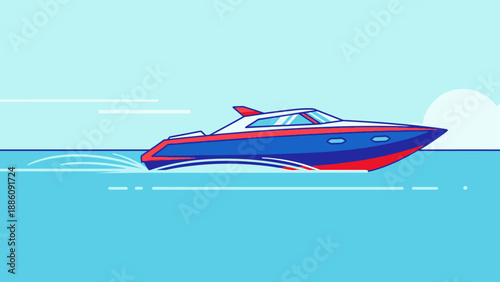 Speedboat Moving Fast on Water Surface.