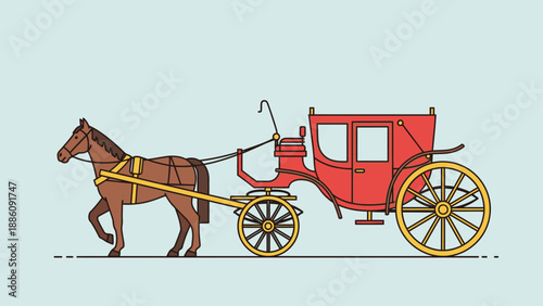 Vintage Horse Drawn Carriage Illustration 1.