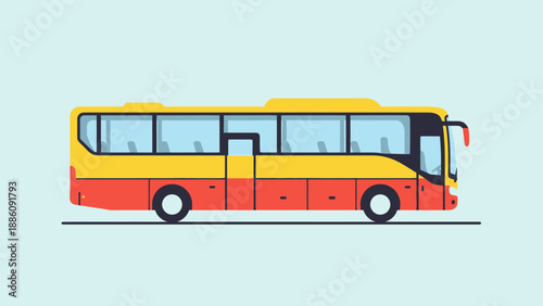 Yellow and Red City Bus Illustration.