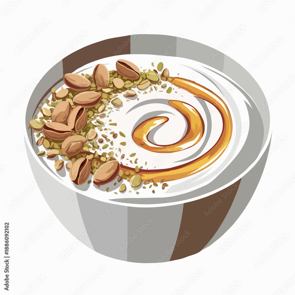 custom made wallpaper toronto digitalCaramel topped pistachio dessert isolated on white background, Vector, illustration
