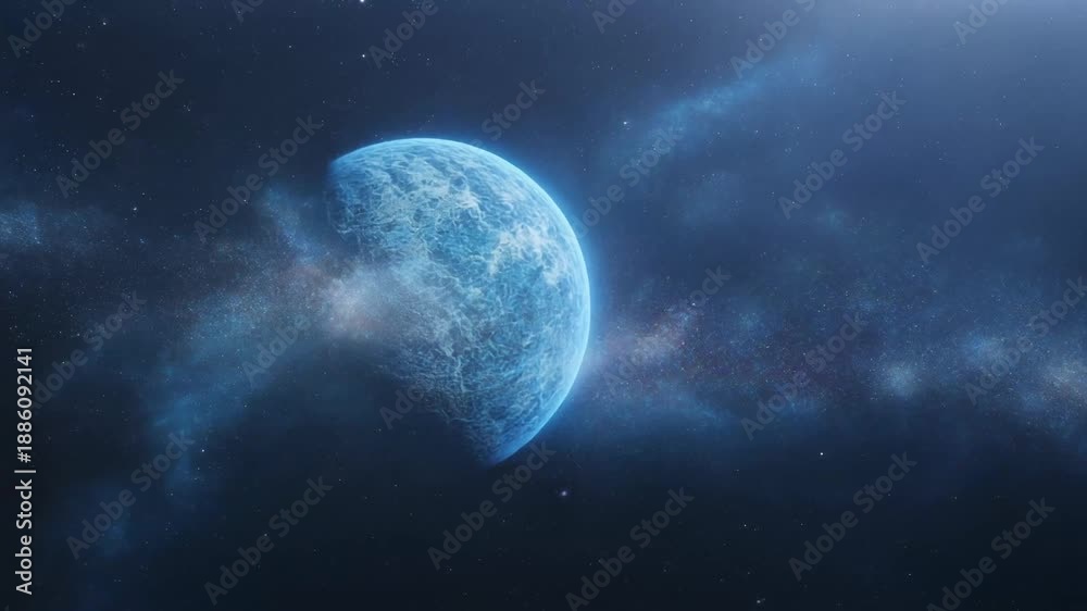 custom made wallpaper toronto digitalAbstract rendering of a blue planet in outer space.