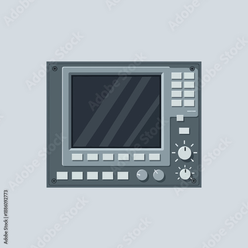 Industrial control panel with screen and buttons