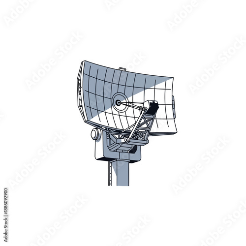 Satellite dish antenna, radar dish, radio telescope, communication technology, science