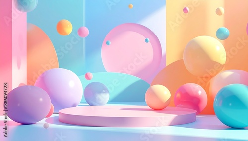  Playful abstract background inspired by humor and surprise, floating colorful shape