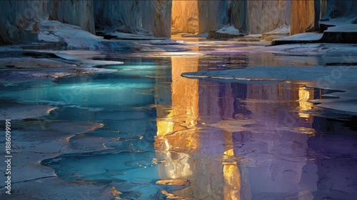 Serene River Reflections in Vibrant Canyon at Sunset