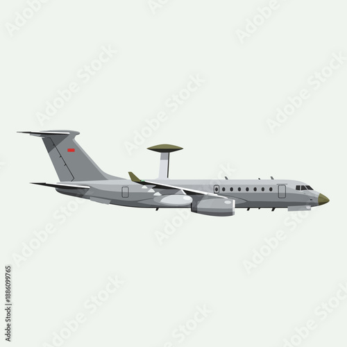 Gray Airborne Early Warning Aircraft with Radar Dome