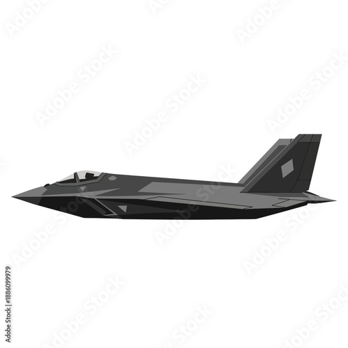 Modern Stealth Fighter Jet Airplane, Side View