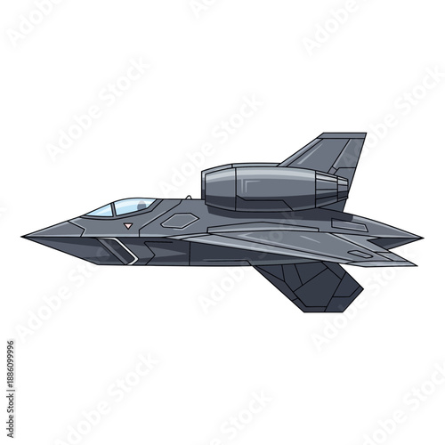 Pixel art stealth fighter jet illustration