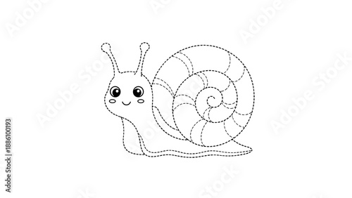 A cute cartoon snail with a happy face and shell on for kids
