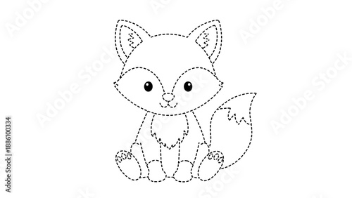 Cute cartoon fox sitting on looking friendly and approachable always