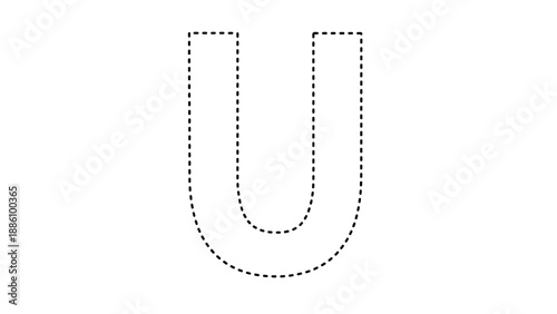 Dotted letter u uppercase alphabet in black