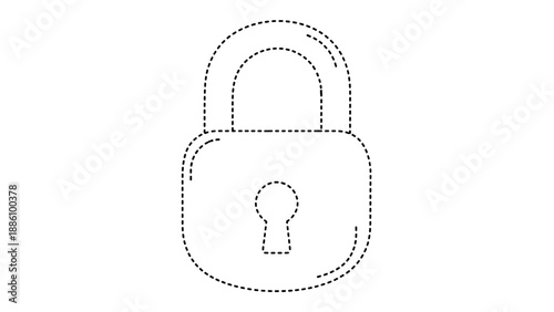 Dotted line drawing of a closed padlock icon