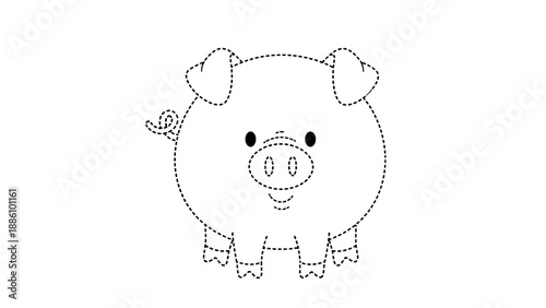 Cute cartoon pig with smiling face and floppy ears