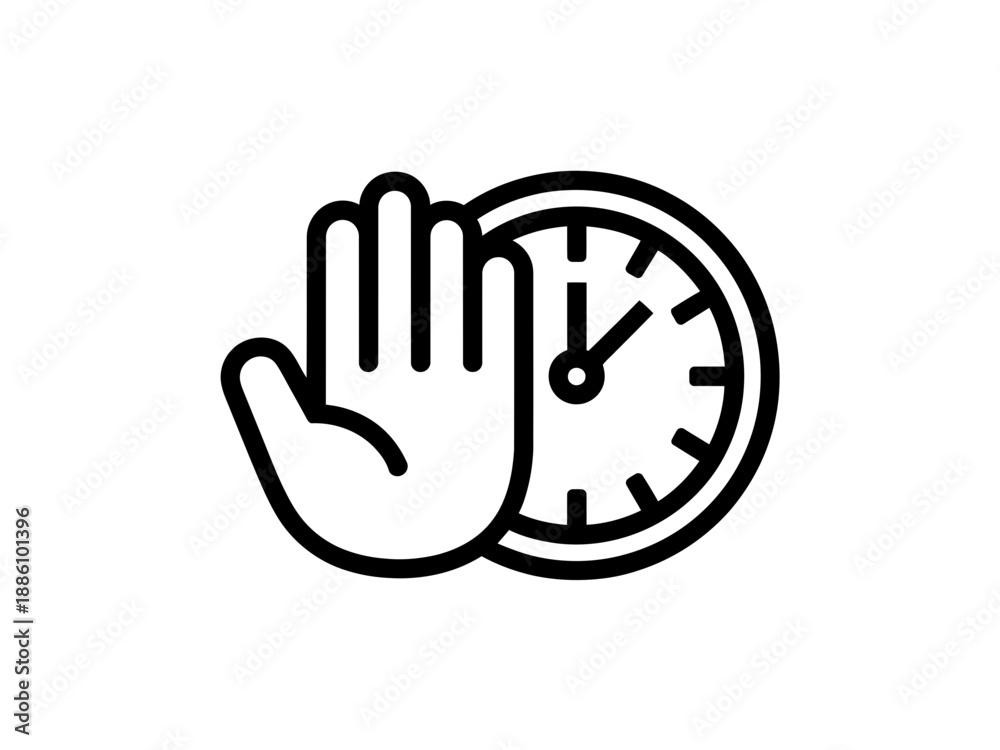 Obraz premium Hand stopping clock time concept icon