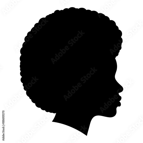 Silhouette profile of a person with voluminous afro hairstyle, diverse representation