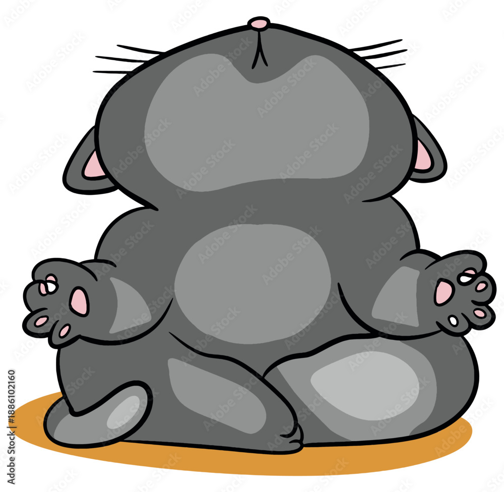 Obraz premium Cute Grey Cat Meditating in Lotus Position Zen Yoga Illustration