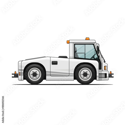 White airport tug vehicle isolated on white background