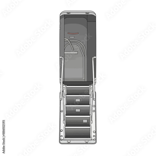 Airplane stairs boarding ramp, isolated on white background