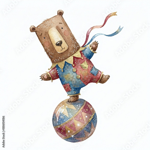 a bear in a circus on a balloon