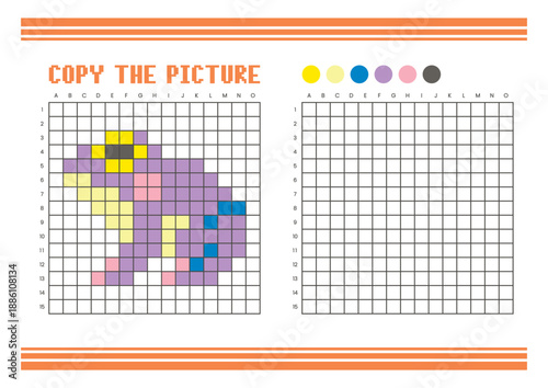 Copy the picture grid drawing worksheet for kids. Pixel art frog