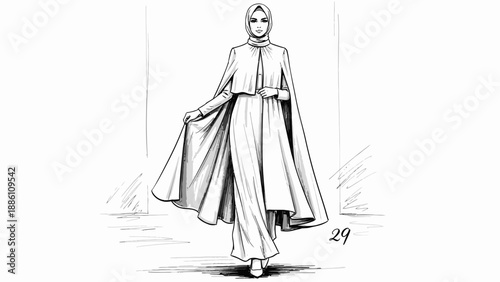 Woman in traditional Middle Eastern clothing.