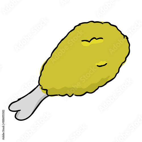 Golden crispy fried chicken illustration with textured breading and warm tones, isolated on a white background. Perfect for food menus, restaurant branding, and culinary designs.