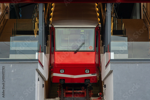 Quadro su tela Artxanda funicular cable railway train stopped at the station, a classic transpo