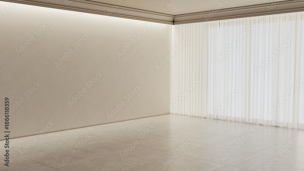 Fototapeta premium Large luxury modern bright interiors Living room mockup illustration 3D rendering Digitally Generated Image
