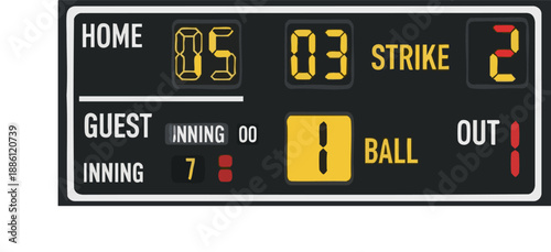 Baseball digital scoreboard display icon