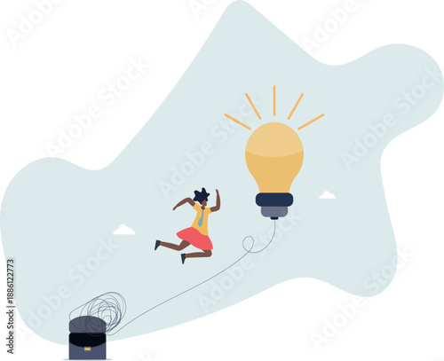 A businesswoman solves her problems by striving for a good idea.