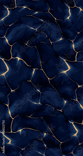 Dark Blue Marble Texture with Golden Veins - Abstract Luxury Background