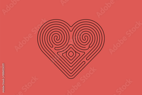 Intricate heart maze Vector, illustration