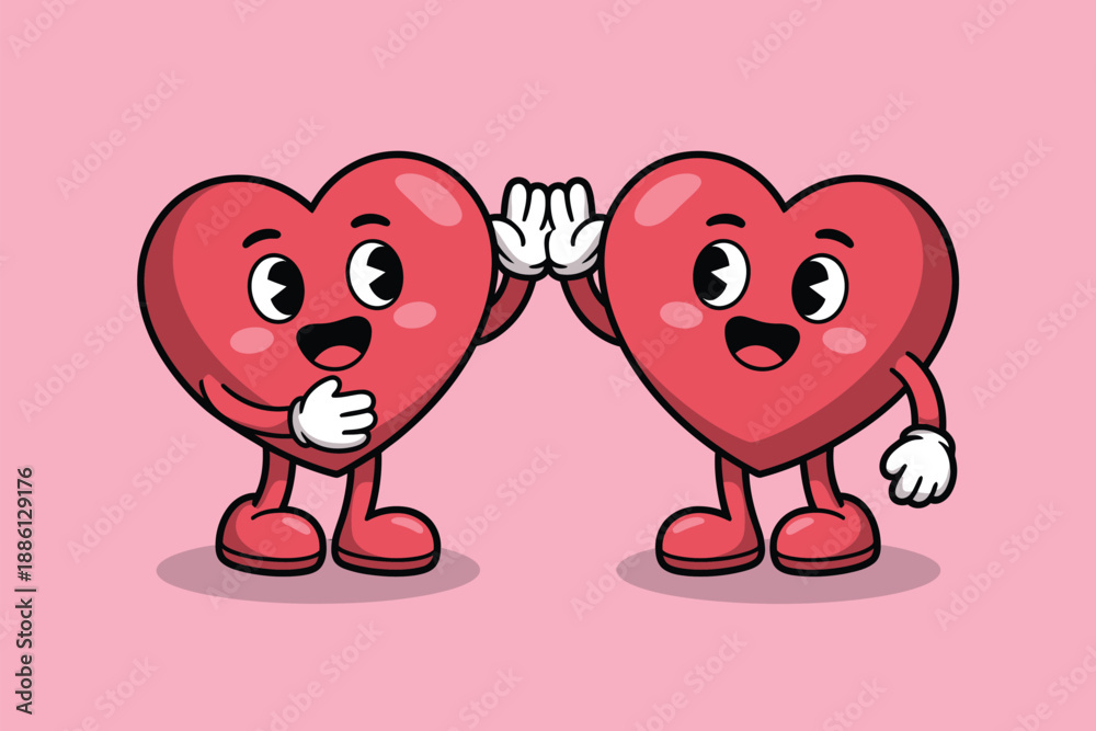Obraz premium Two hearts secretly communicating Vector, illustration