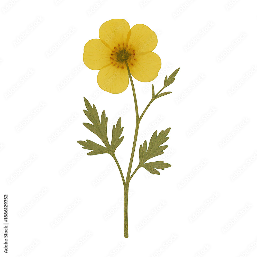 Fototapeta premium PNG Yellow flower with green leaves